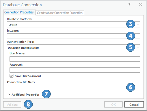 The Database Connection dialog box The Database Connection dialog box